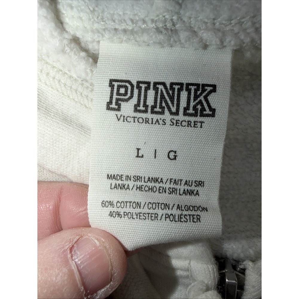 PINK Victoria's Secret Women‎ Hoodie L Black & White Black Colorblock Logo - Picture 3 of 12